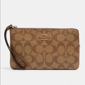COACH Large Corner Zip Wristlet Signature Canvas